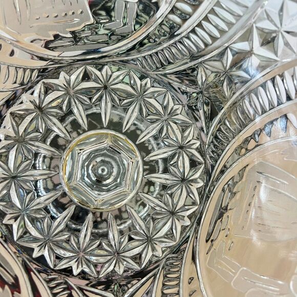 Vintage Crystal Pedestal Bowl, Early 20th Century "Couple With Flowers" - Picture 8 of 8